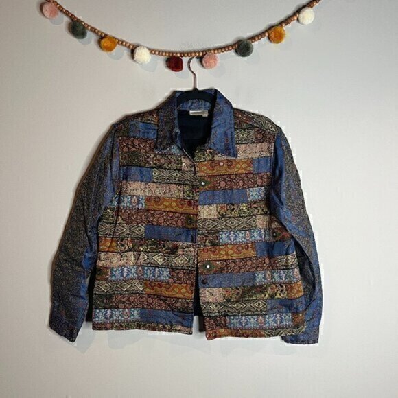 Coldwater Creek colorful patchwork patterned jacket - Picture 1 of 5